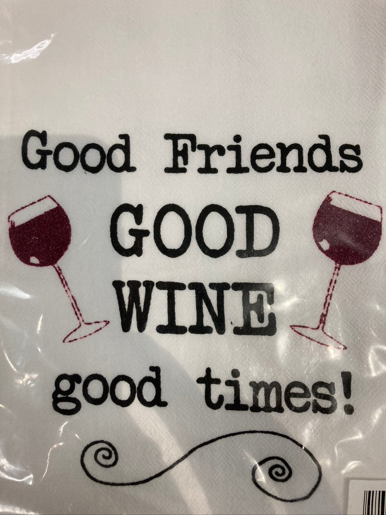 Tea Towel - Good Friends, Good Wine