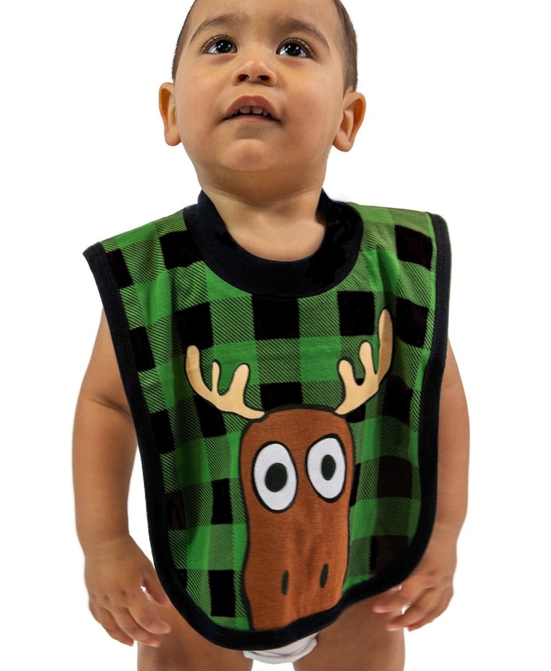 Lazy One - Infant Bib - Moose Plaid Green