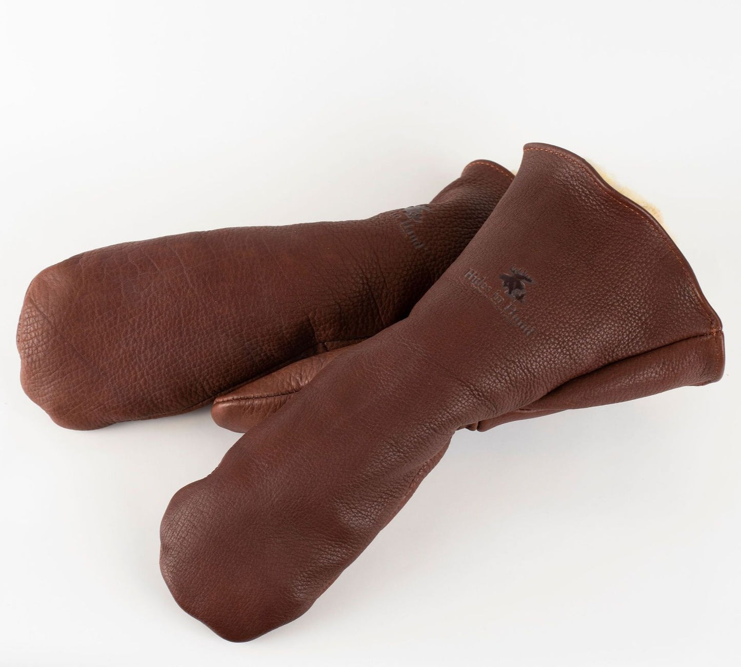 Hides in Hand - Buffalo Grain Gauntlet Mitts - Dark Brown