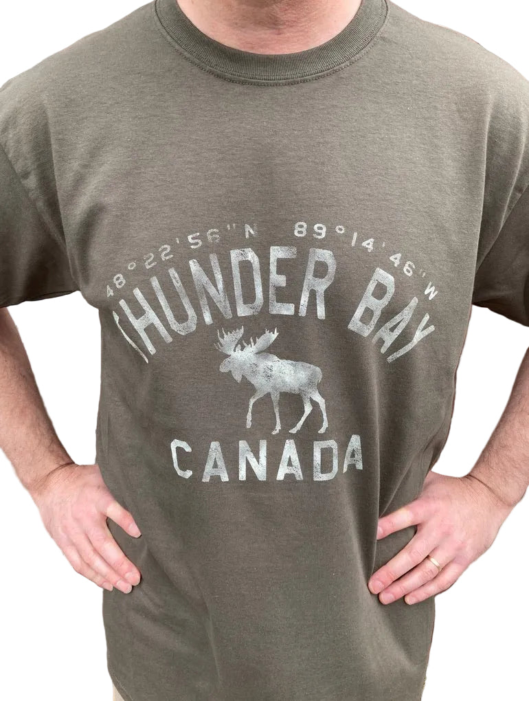 Souvenir Clothing - T-shirt - Thunder Bay, Canada - Co-ordinates - Charcoal