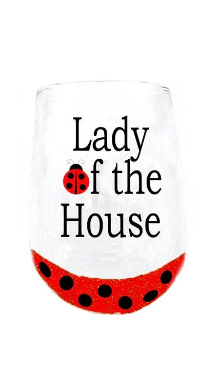 Wine Glass - Stemless - Lady Bug