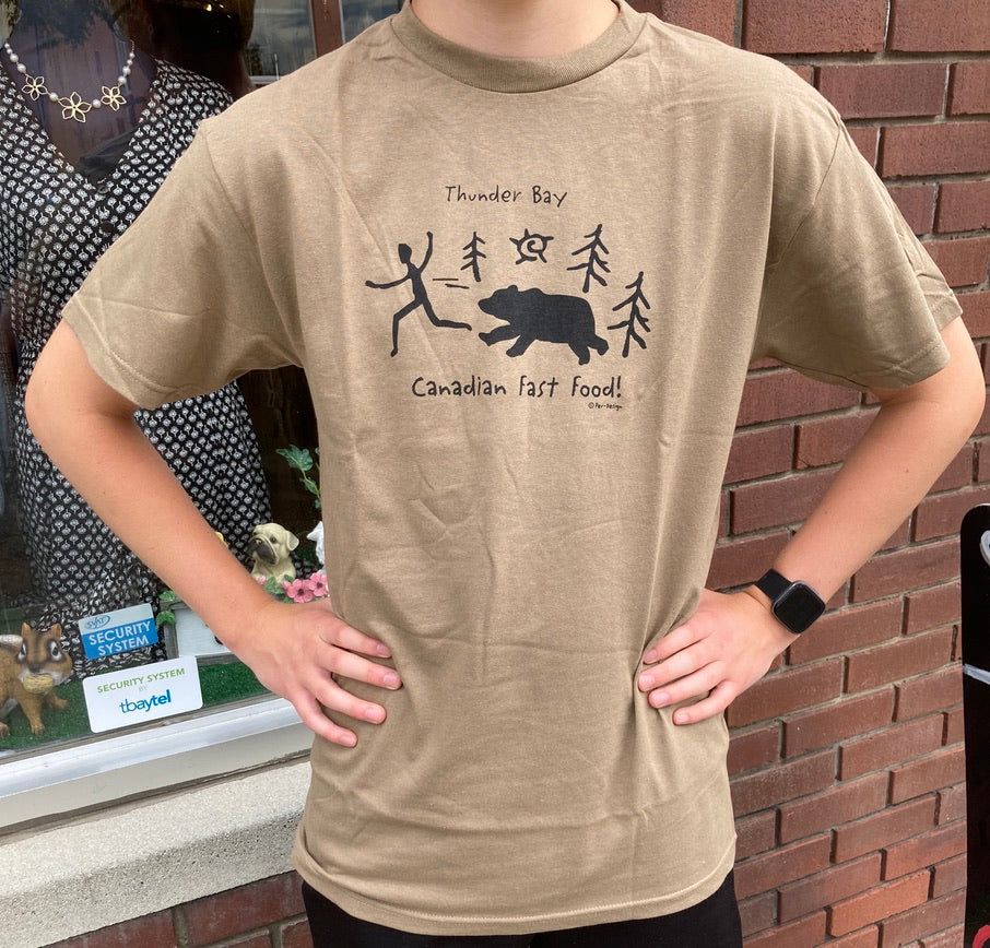 Souvenir T-Shirt - Thunder Bay - Canadian Fast Food - Brown Savana