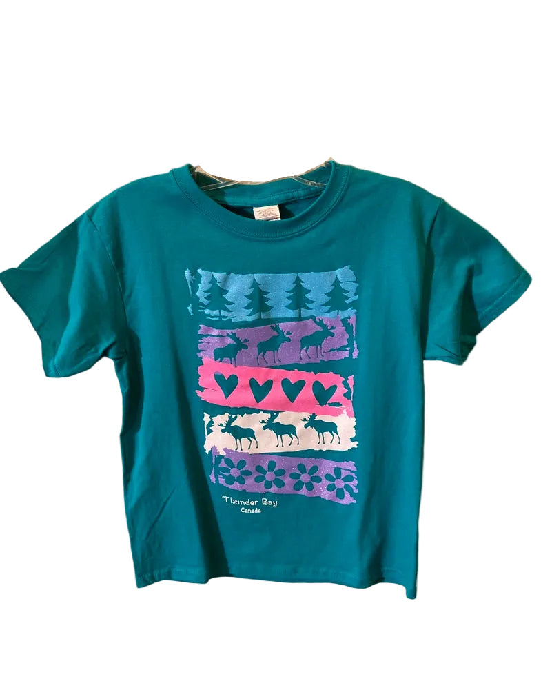 Youth T-Shirt - Sketchy Stencil Moose - Thunder Bay, Canada - Jade