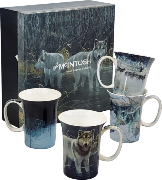 McIntosh China - Robert Bateman - Set of 4 - "Wolves"