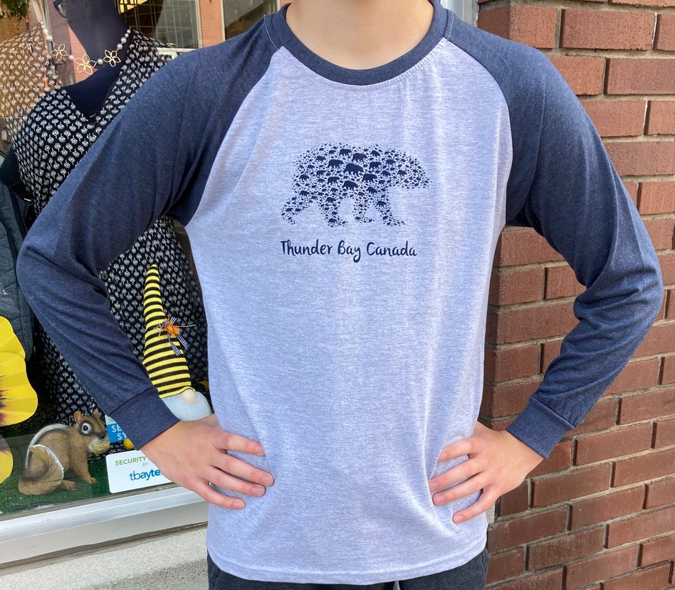 Youth Long Sleeve T-Shirt - Thunder Bay, Canada - Grey/Blue