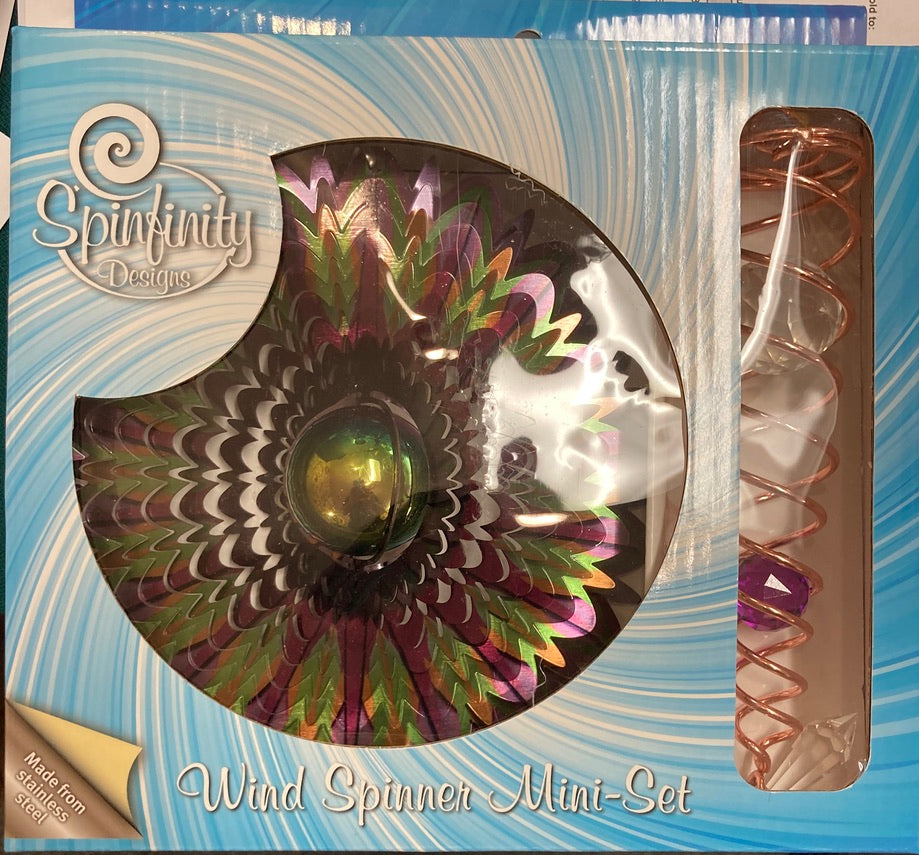 Garden - Wind Spinner - Mini Set - Gazing Ball Mandala with Silver and Purple