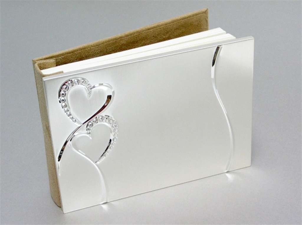Silver Guest Book - Hearts