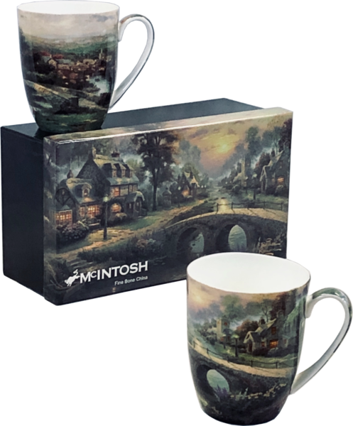 McIntosh China - Thomas Kinkade - Set of 2 - "Lamplight Village"