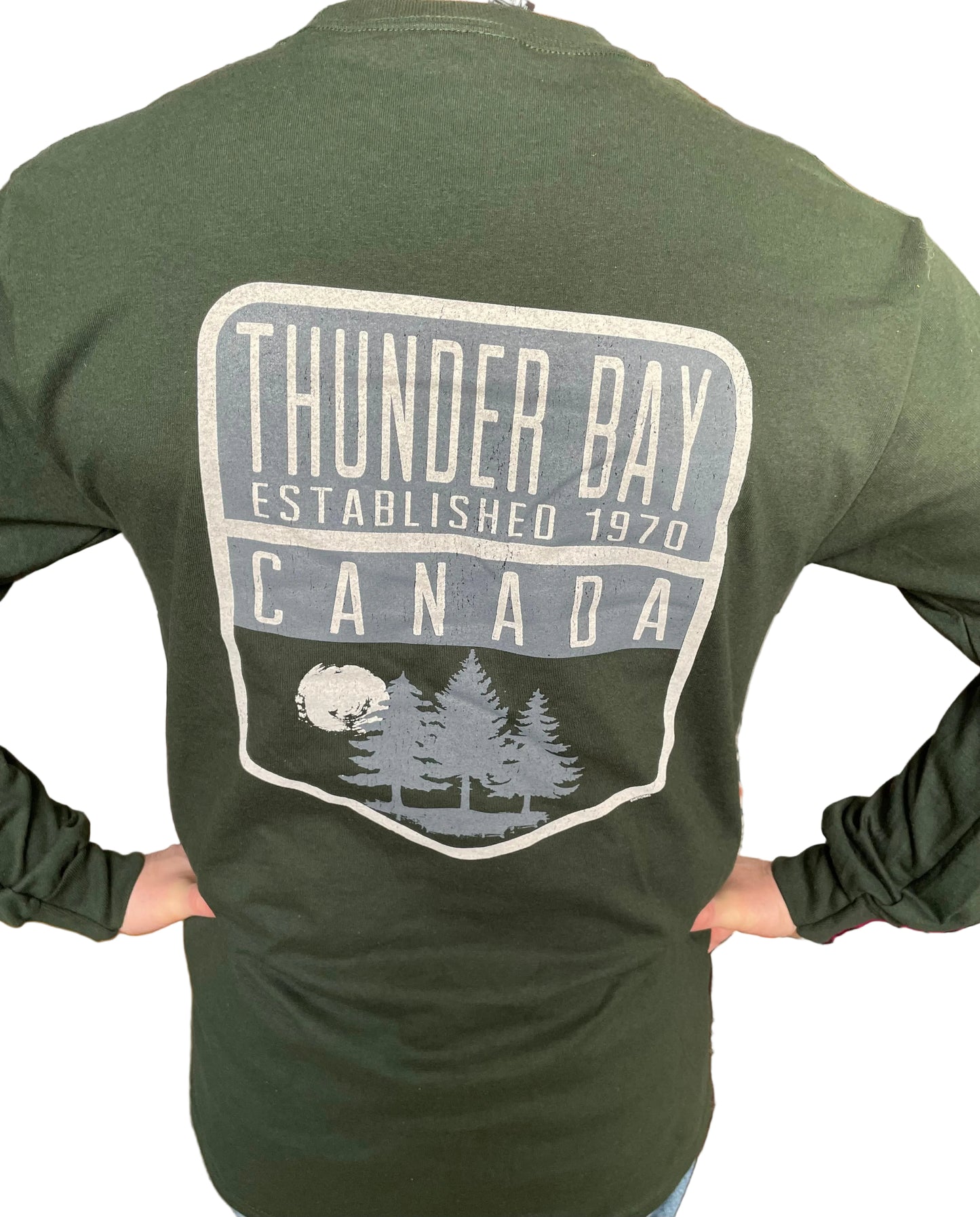 Souvenir Clothing - Long Sleeve Shirt - Thunder Bay, Canada - Forest Green