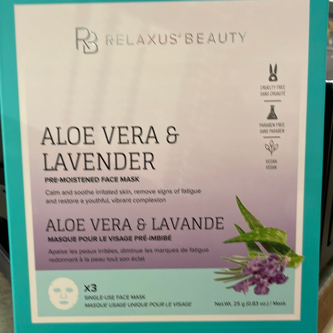 Relaxus - Aloe Vera & Lavender - Pre Moistened Face Mask