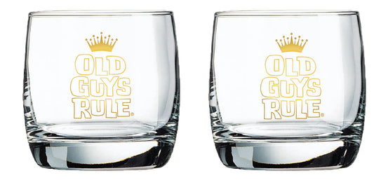 Drinkware - Old Guys Rule - Pair of Whiskey Glasses