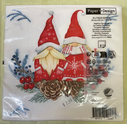 Christmas - Napkins - Lunch - Tomte Couple