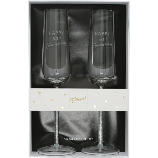 Drinkware - 50th Anniversary 7 oz. Glass Toasting Flute Set