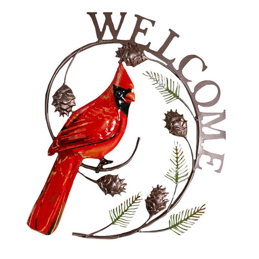 Christmas - Metal Cardinal Welcome Sign