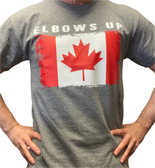 Souvenir Clothing - Unisex T-Shirt - "Elbows Up" - Graphite Heather