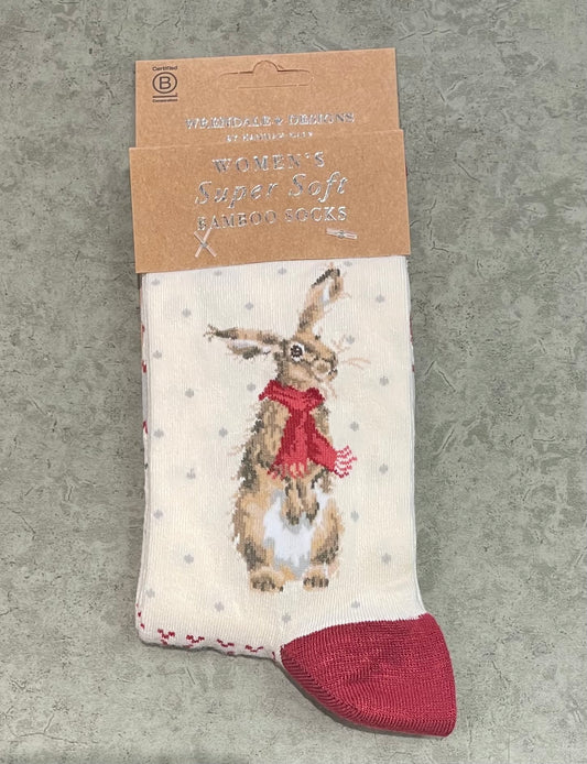 Wrendale Designs - Women's Socks - Winter Hare