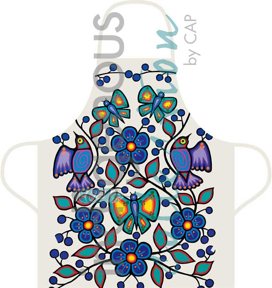 Indigenous Collection - Jim Oskineegish - Apron - White Floral Garden