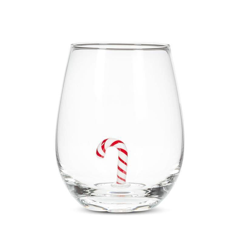 Christmas - Stemless Wine Glass - Candy Cane