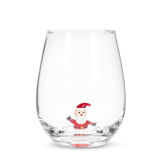 Christmas - Stemless Wine Glass - Santa