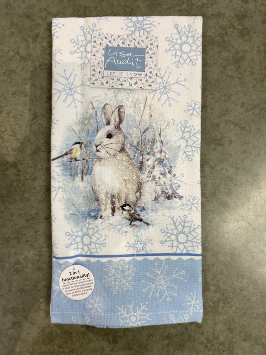 Christmas - Tea Towel - Snowshoe Hare