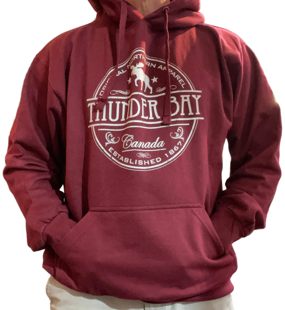 Souvenir Clothing - Fleece Hooded Sweatshirt - Maroon - Thunder Bay, Canada