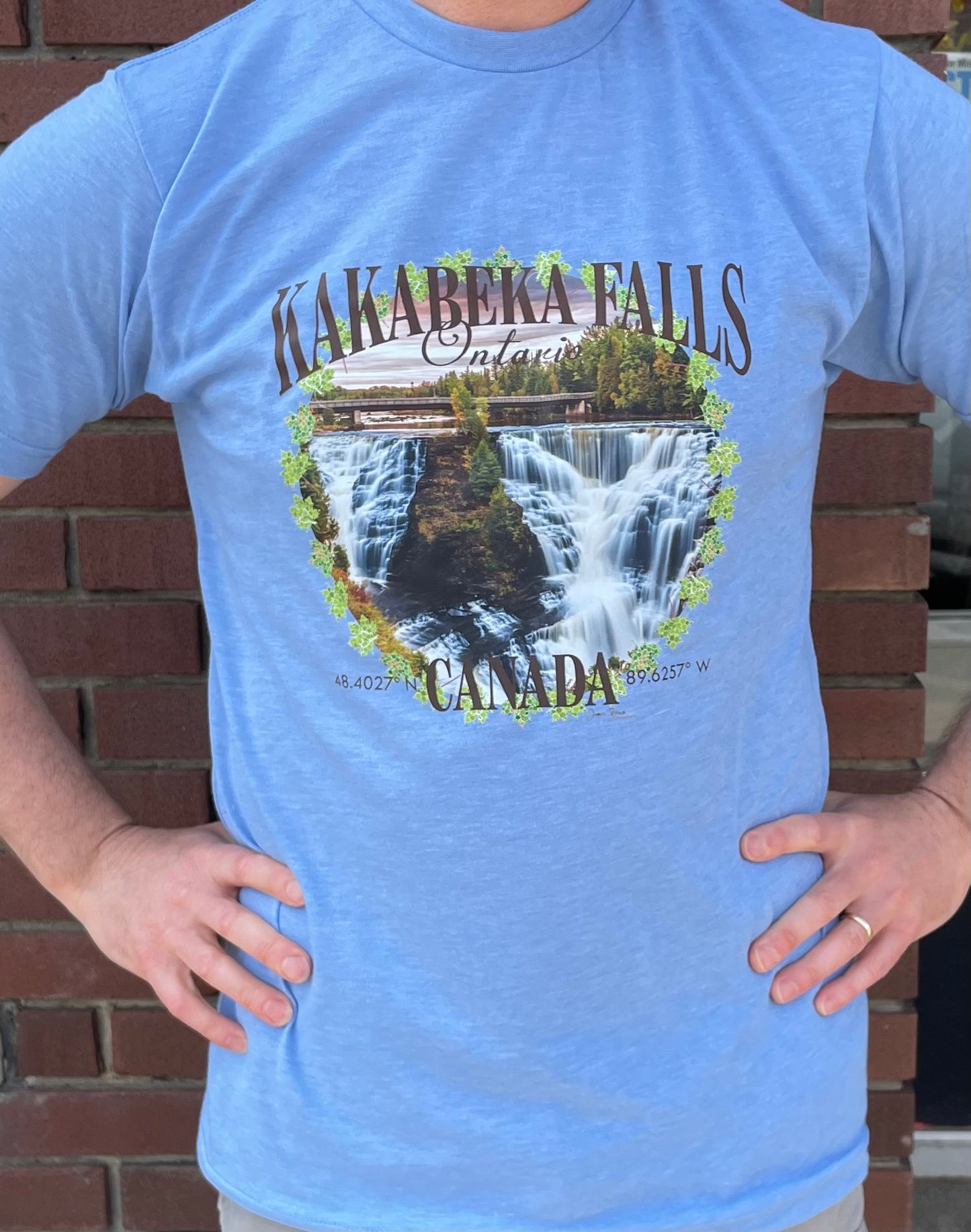 Souvenir Clothing - Kakabeka Falls, Ontario - T-Shirt - By James Brown - Blue