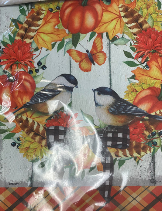 Garden - Garden Flag - Chickadee Wreath