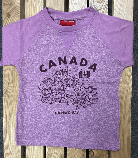 Souvenir Clothing - Kid's Raglan T-Shirt - Lilac - Thunder Bay, Canada