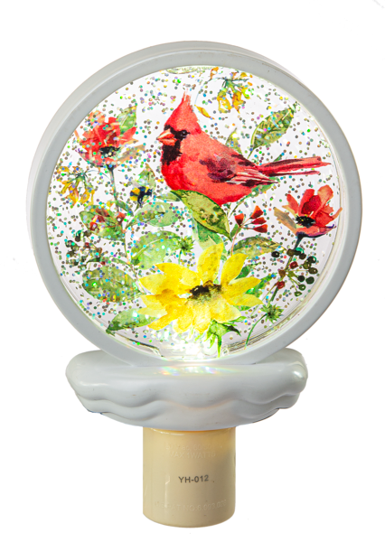 Night Light - Lights in the Night - Cardinal with Flowers