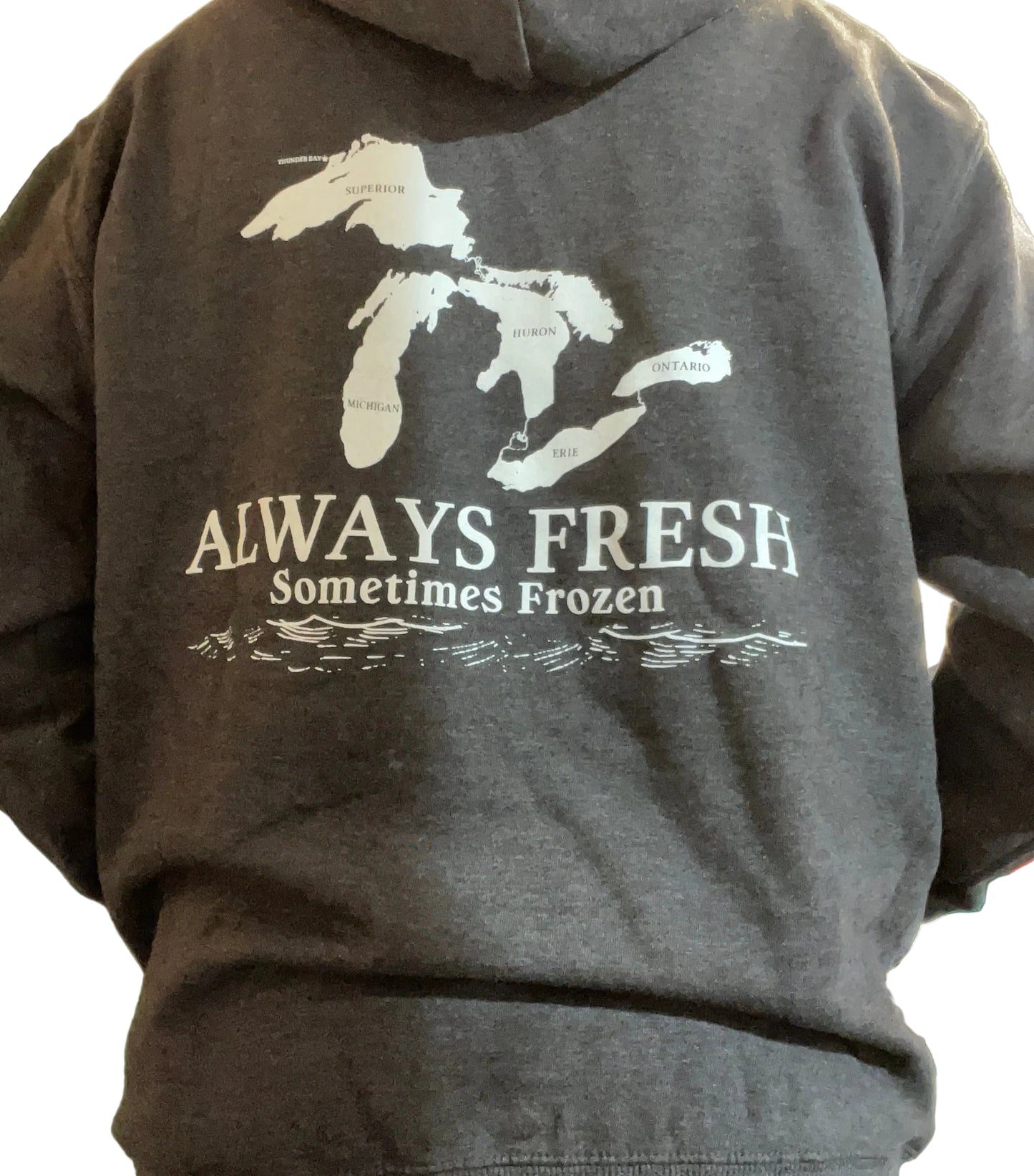 Hooded Sweatshirt - Unisex - Thunder Bay, Canada - Great Lakes, Unsalted - Heather Charcoal