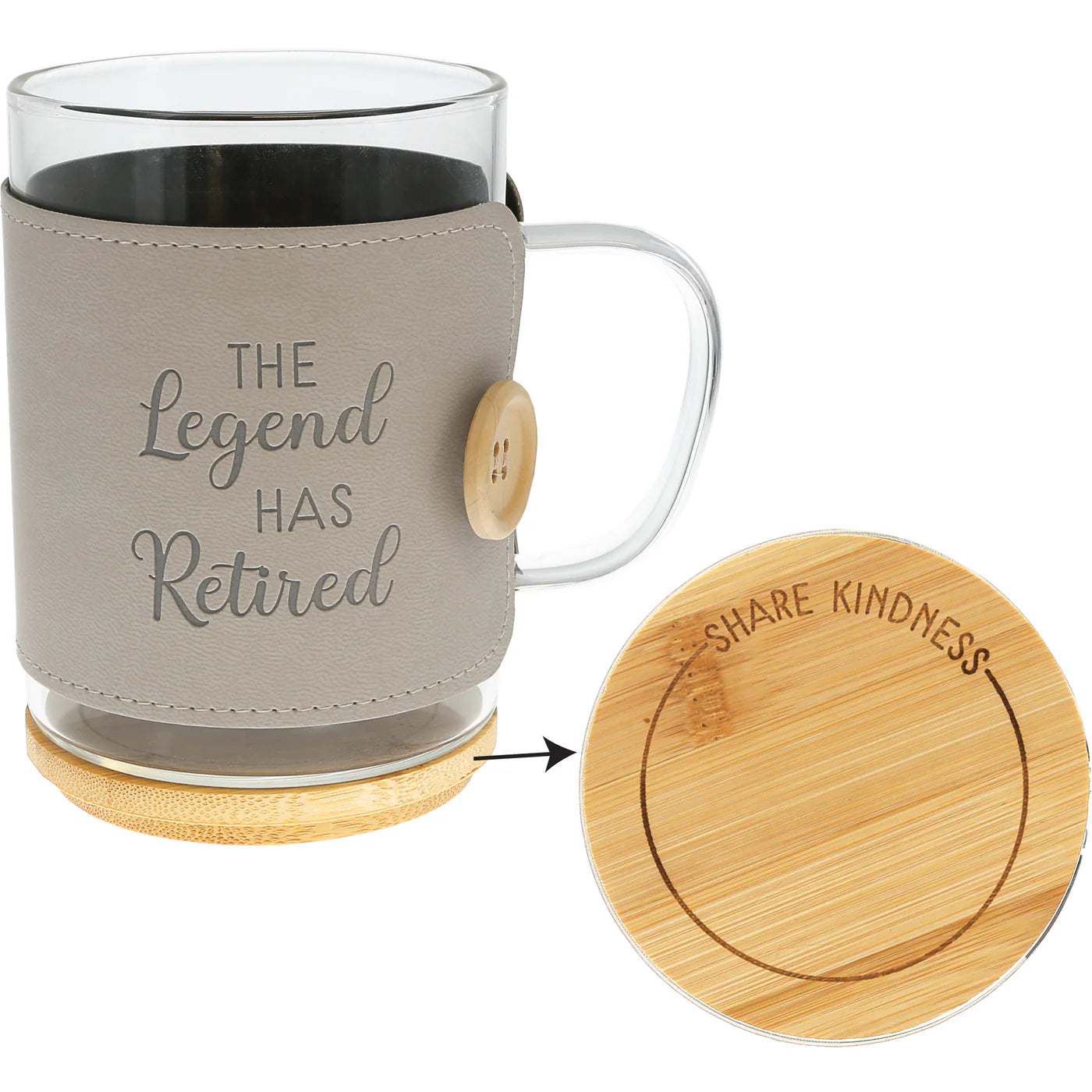 Retirement -  16 oz Wrapped Glass Mug with Coaster Lid