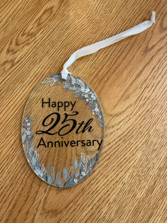 25th Anniversary Glass Ornament