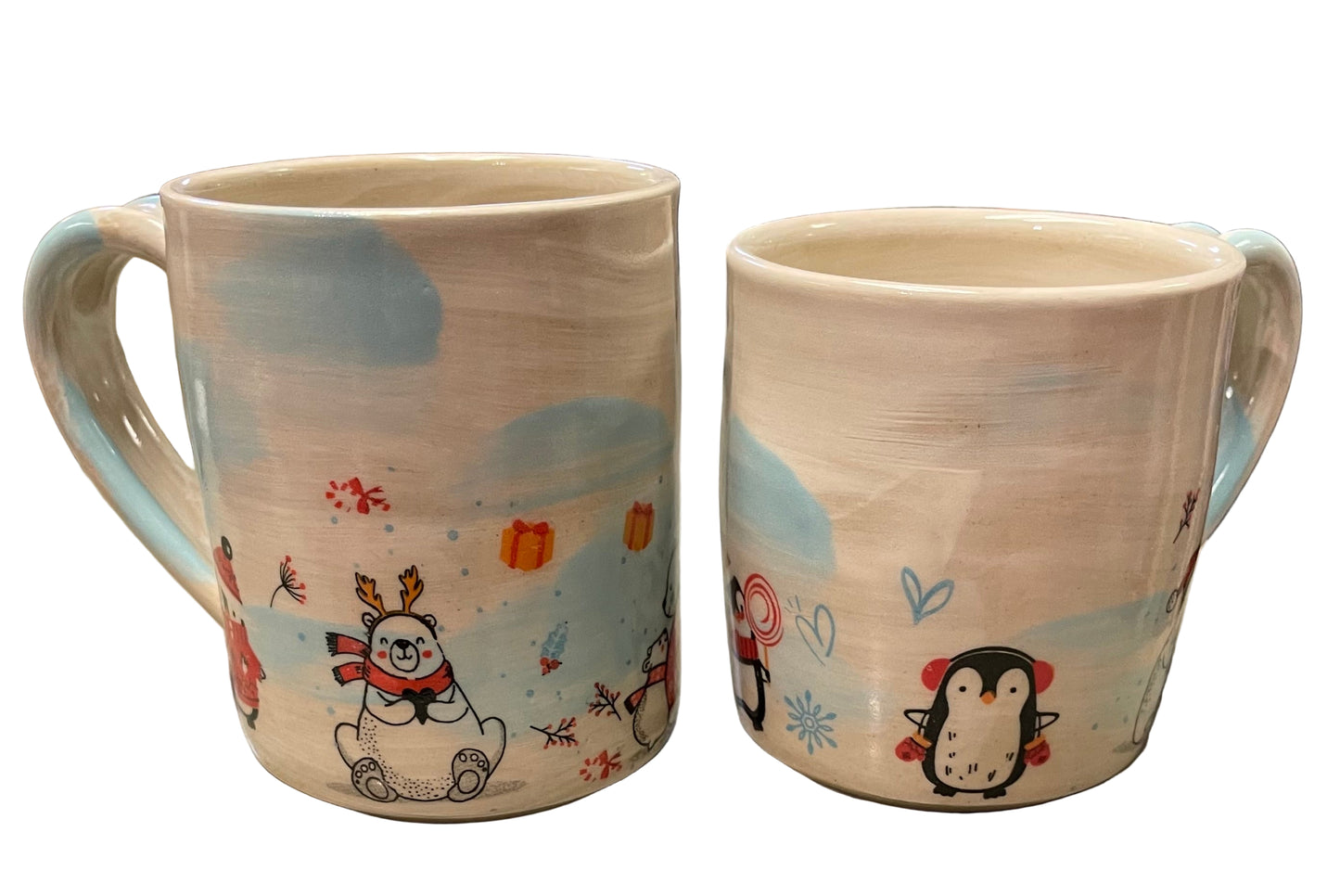 Pottery By P0T's 2G0 - Christmas Scene Mugs