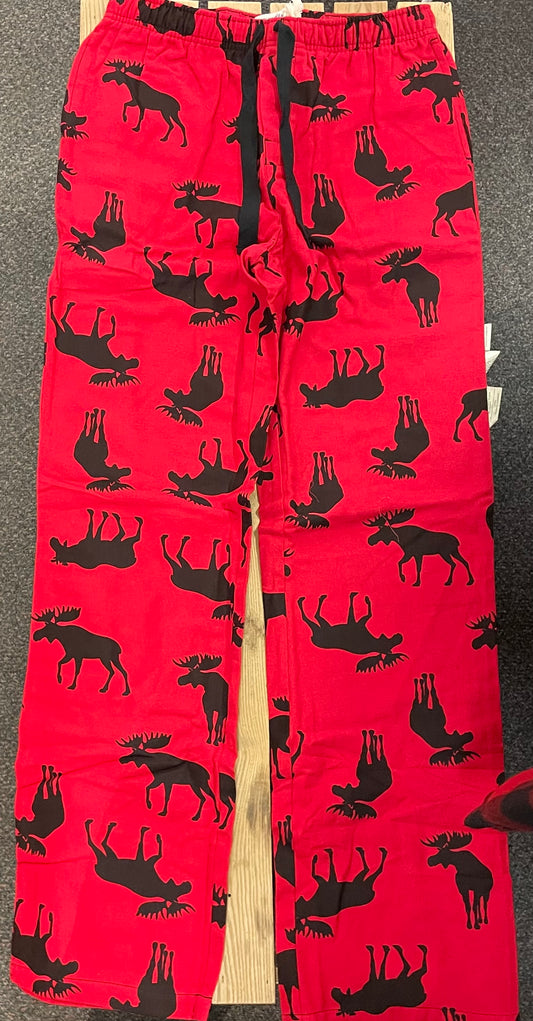 Souvenir Clothing - Men's Pajama Pants - Moose on Red