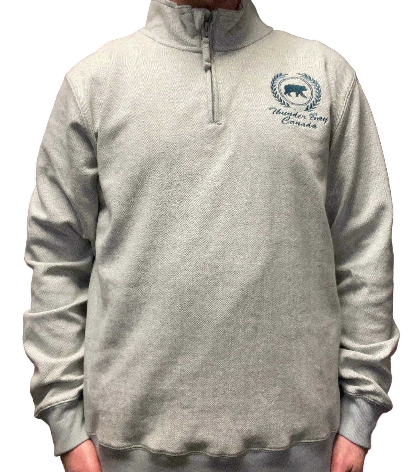 Souvenir Clothing - Adult 3/4 Zip Herringbone Sweatshirt - Forest - Thunder Bay, Canada