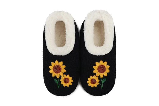 Snoozies - Embroidered - Sun Flowers - Black