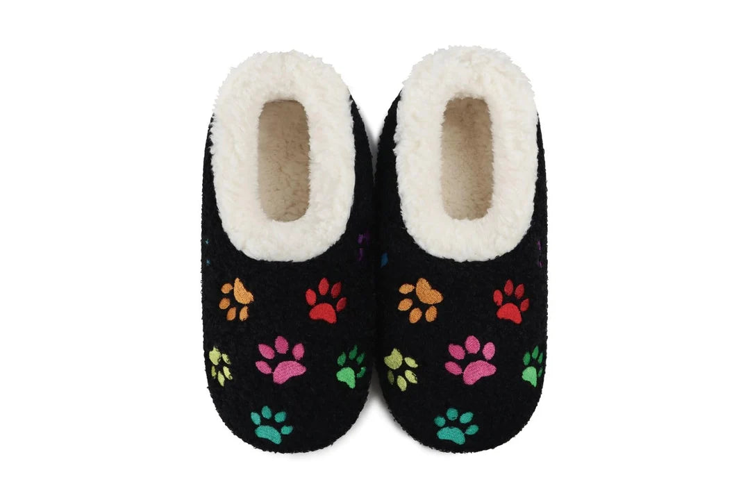 Snoozies - Embroidered - Mini Paws - Black