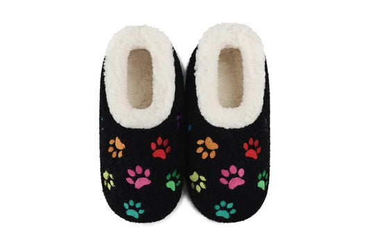 Snoozies - Embroidered - Mini Paws - Black