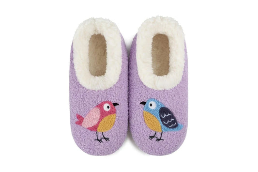 Snoozies - Embroidered - Birds - Purple