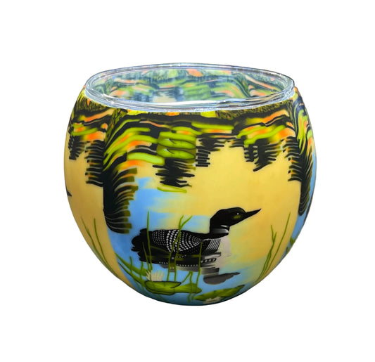 Claymaster - Decorative Handcrafted Glass Globe with LED Light - Loon On The Lake