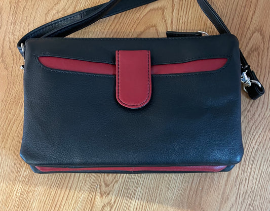 Leather Bag - Canadian Traveller - Black/Red