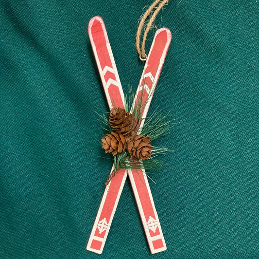 Christmas - Ornament - Skis & Pinecones