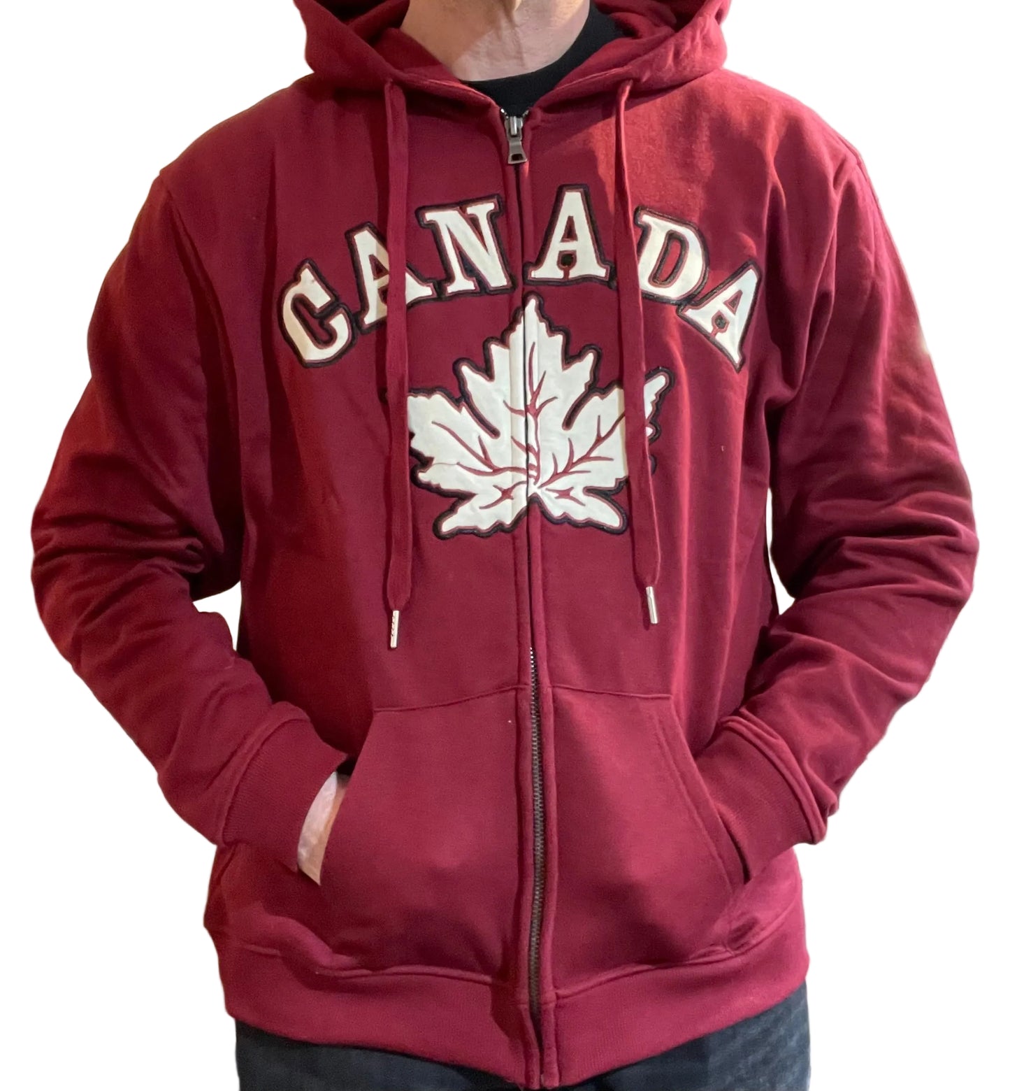 Souvenir Clothing - Sweat Zip - Maple Leaf - Burgundy