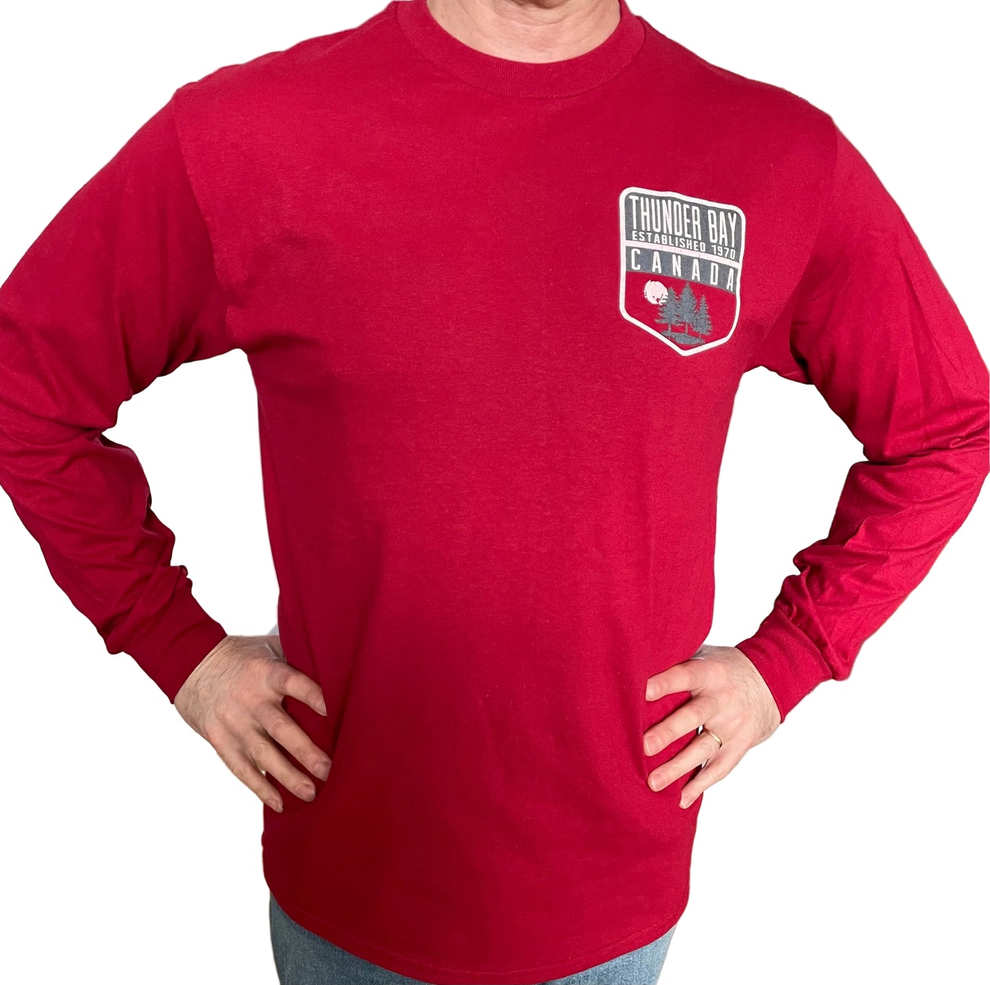Souvenir Clothing - Long Sleeve Shirt - Thunder Bay, Canada - Cardinal Red