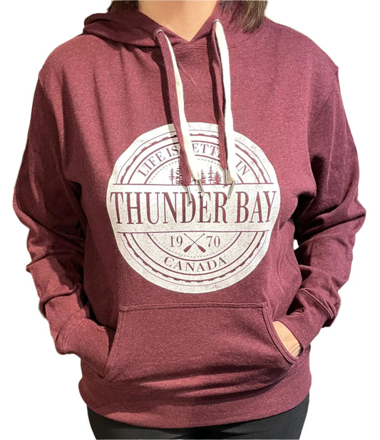 Souvenir Clothing - Hoodie - Life is Better in Thunder Bay, Canada - 1970 - Burgundy