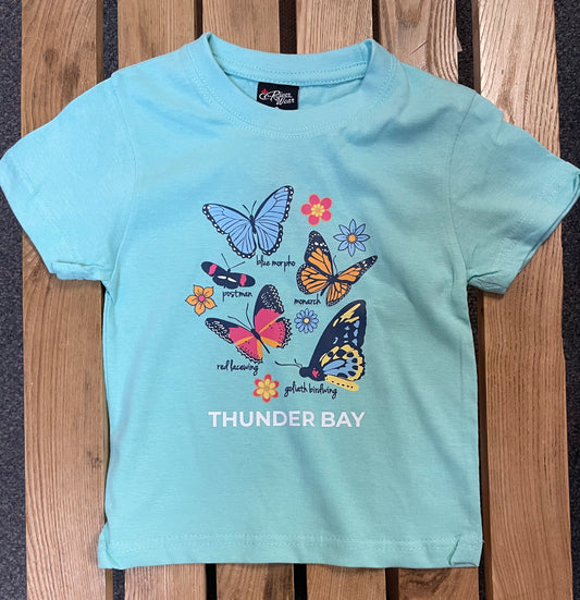Souvenir - Kid's T-Shirt - Butterflies - Celadon - Thunder Bay