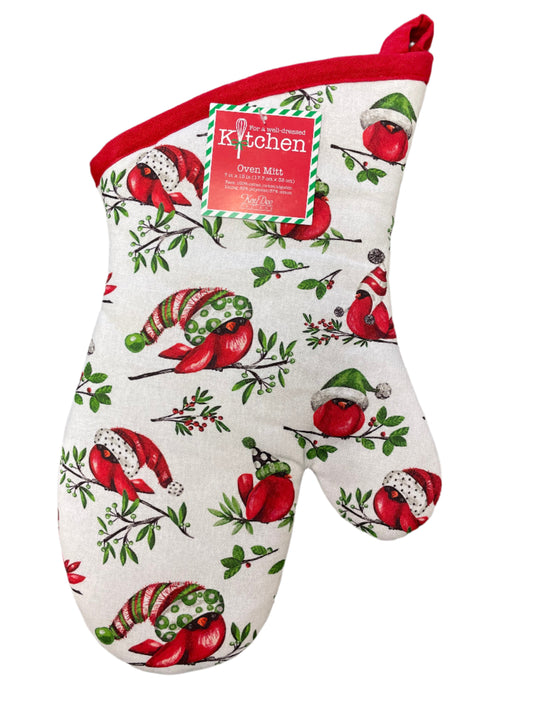 Christmas - Oven Mitt - Playful Cardinal