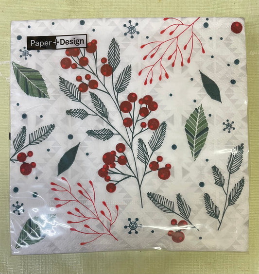Christmas - Napkins - Cocktail - Festive Florals