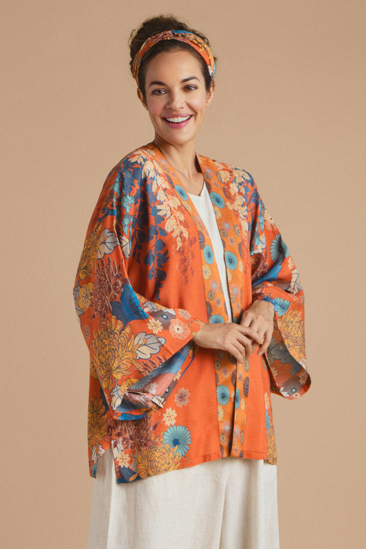 Powder Collection - Wisteria Orange Design Kimono Jacket