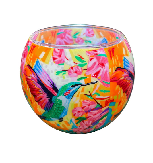 Claymaster - Decorative Handcrafted Glass Globe with LED Light - Colourful Hummingbird